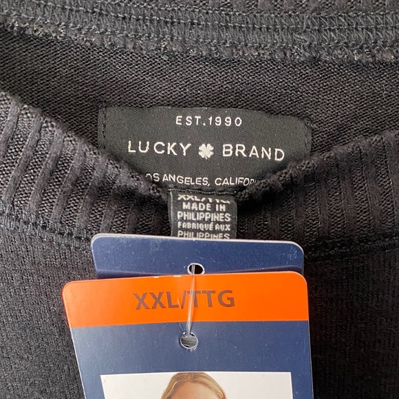 (CLEAR OUT PRICE!) Lucky Brand Womens Wrinkle Free Sweatshirt Top Black XXL - Picture 2 of 9